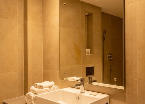 Single Deluxe Room Bathroom sink mirror